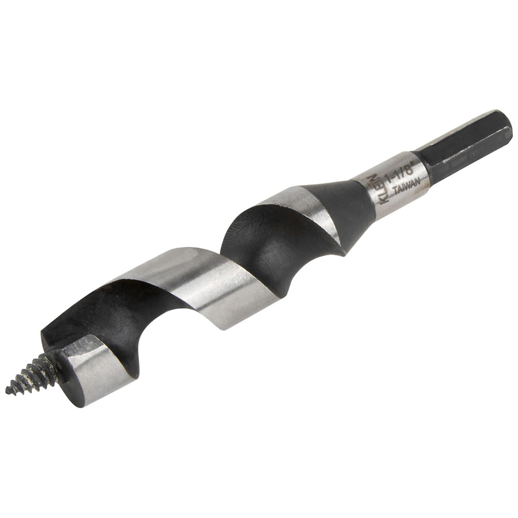 Klein Tools, Steel Ship Auger Bit, Screw Point, 1-1/8 x 4in., Auger Bit Diameter 1.13 in, Auger Bit Length 6 in, Model# 53408